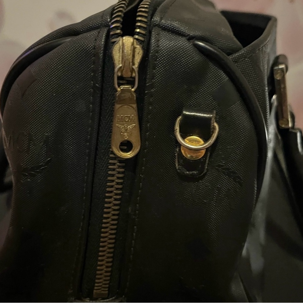MCM Black Satchel with Structured Design and Monogram - Picture 2 of 15